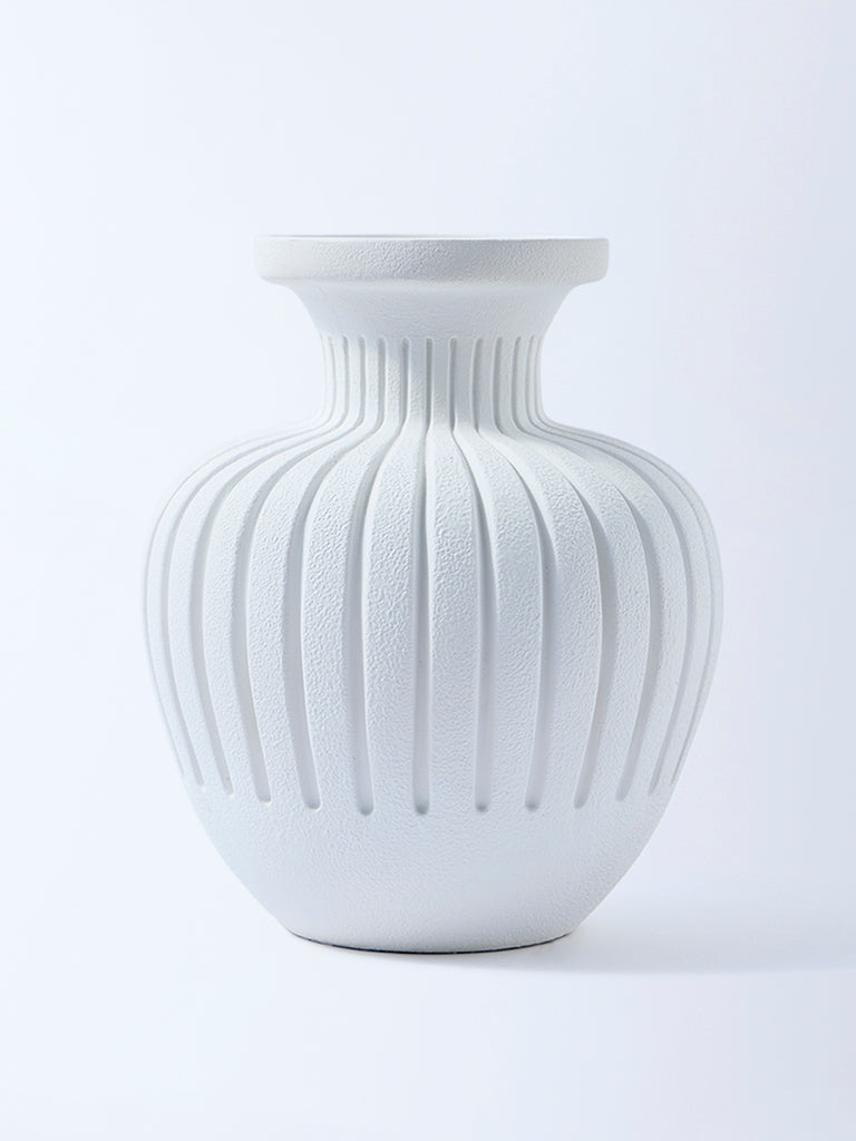 Westside Home White Marble Mix Groove Vase