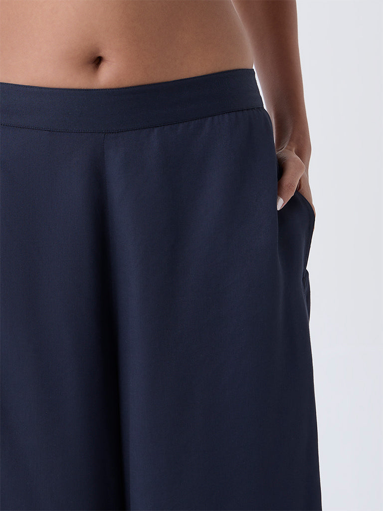 Zuba Black Solid Palazzos
