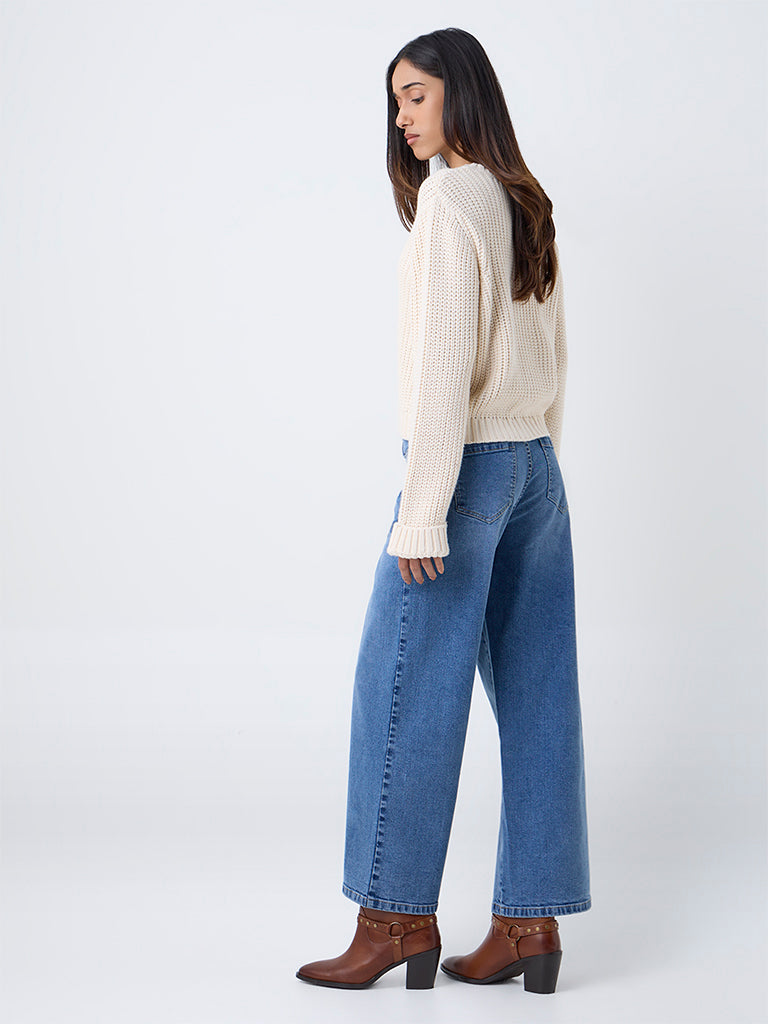 LOV Light Blue Relaxed-Fit High-Rise Jeans with Belt