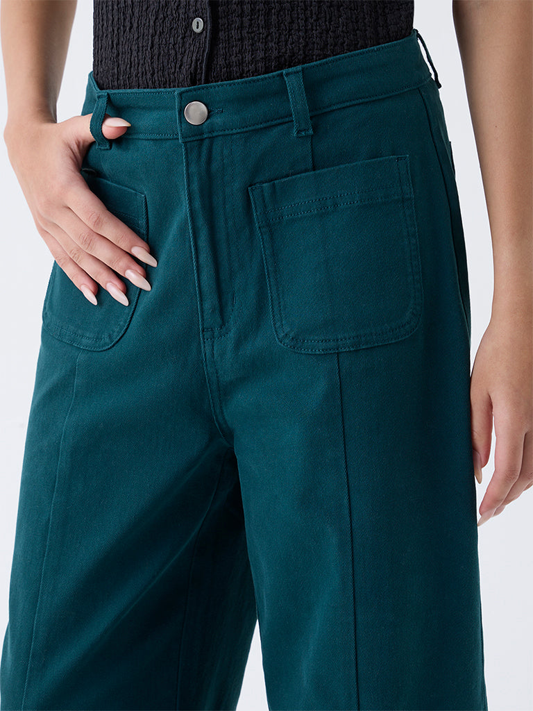 LOV Teal Wide-Leg High-Rise Jeans