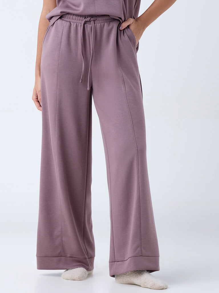 Wunderlove Mauve Solid High-Rise Pants