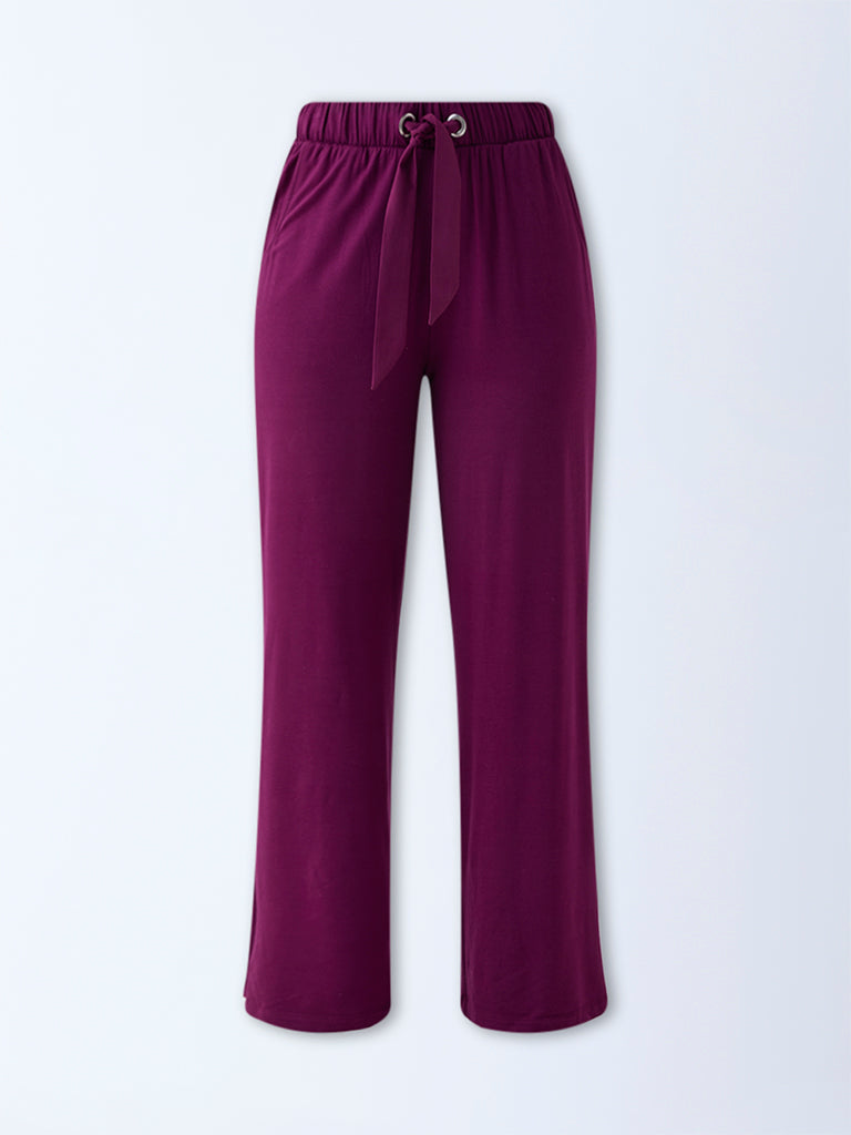 Wunderlove Plum Solid High-Rise Pants