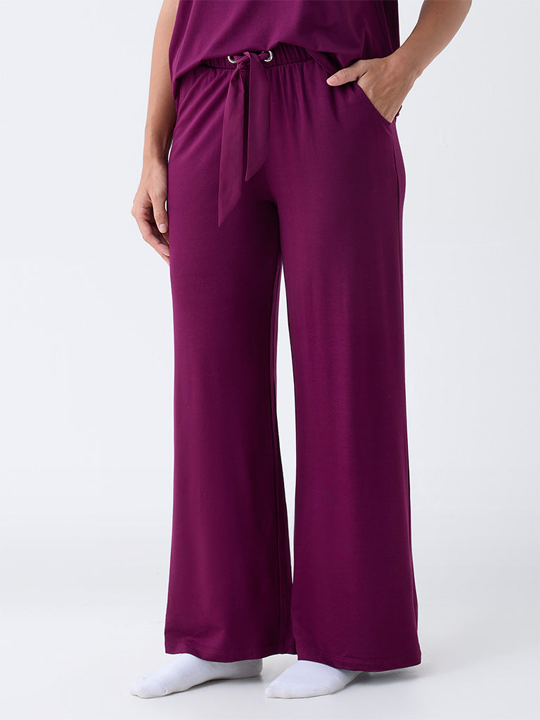 Wunderlove Plum Solid High-Rise Pants