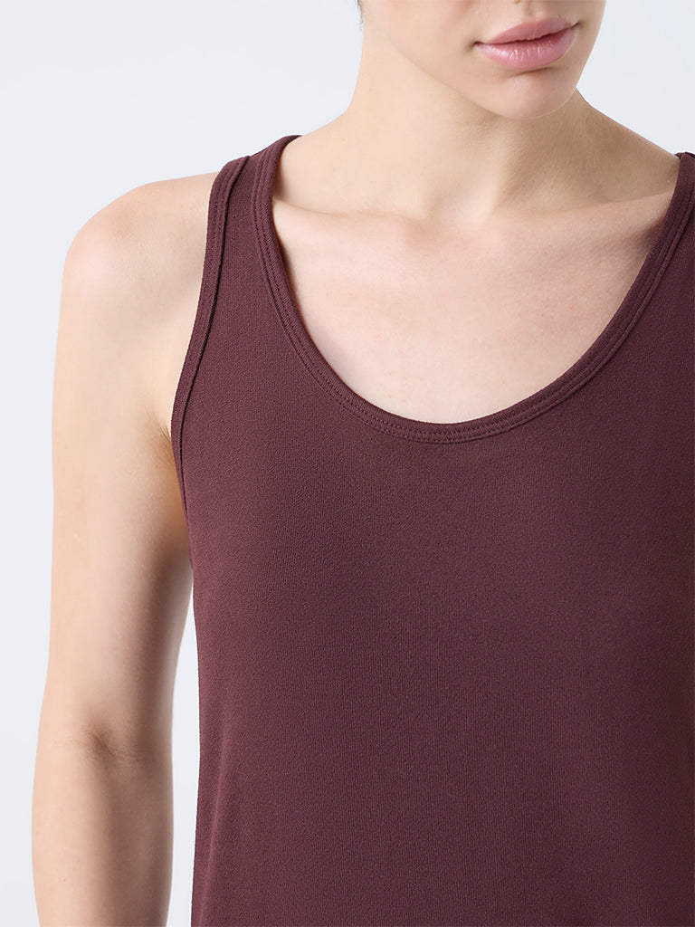 Wunderlove Dark Brown Solid Vest Top