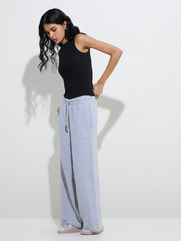 Superstar Black Ribbed-Textured Cotton-Blend Tank Top