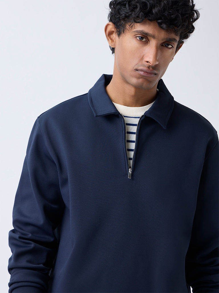 WES Casuals Navy Relaxed-Fit Quarter-Zip Sweatshirt