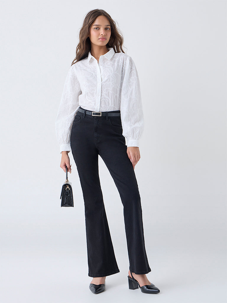 LOV White Embroidered Cotton Shirt