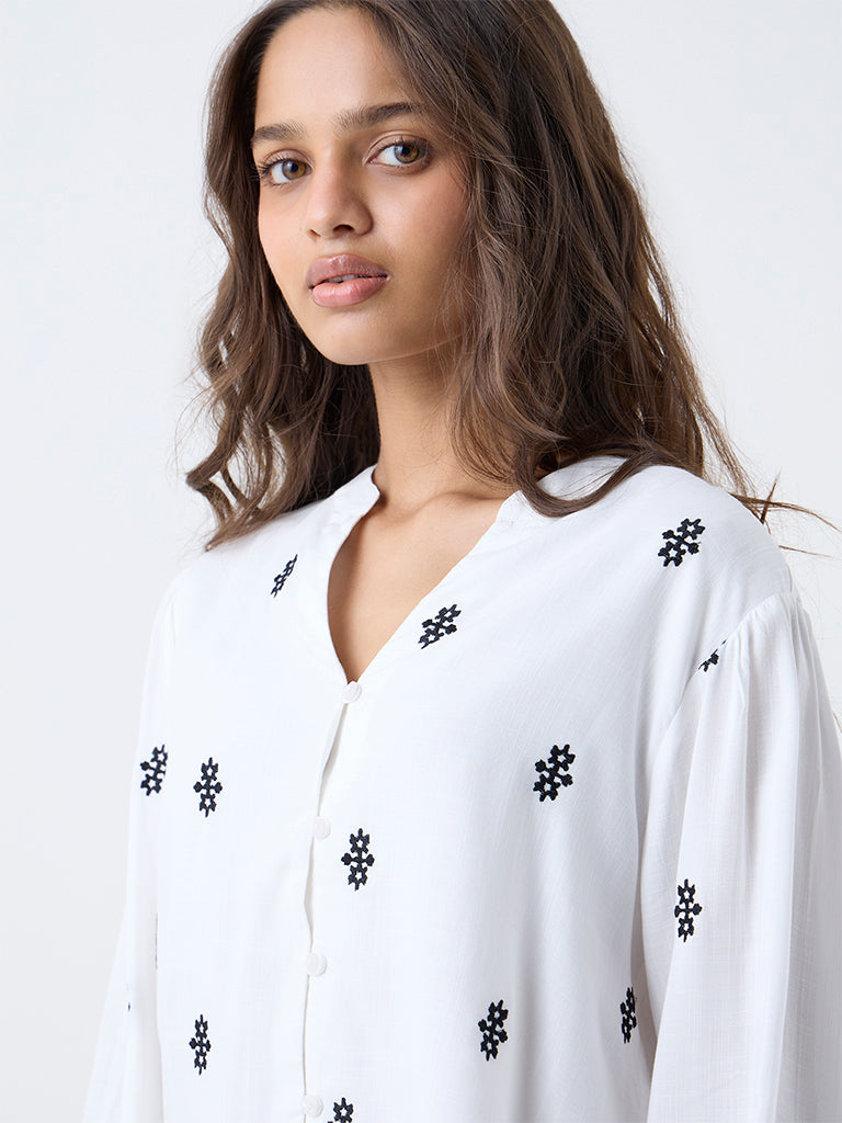 LOV White Embroidered Blouse