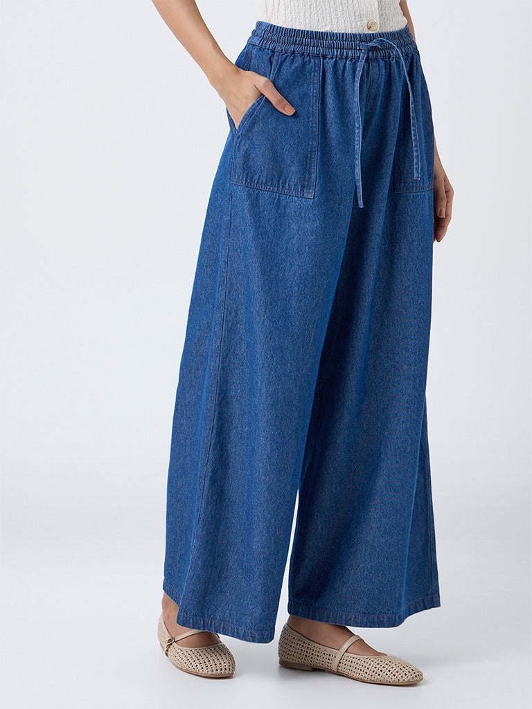 Buy LOV Dark Blue High-Rise Denim Pants from Westside