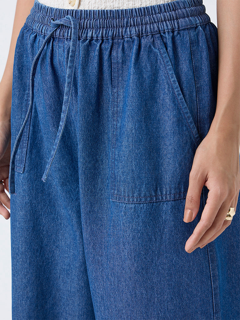 Buy LOV Dark Blue High-Rise Denim Pants from Westside