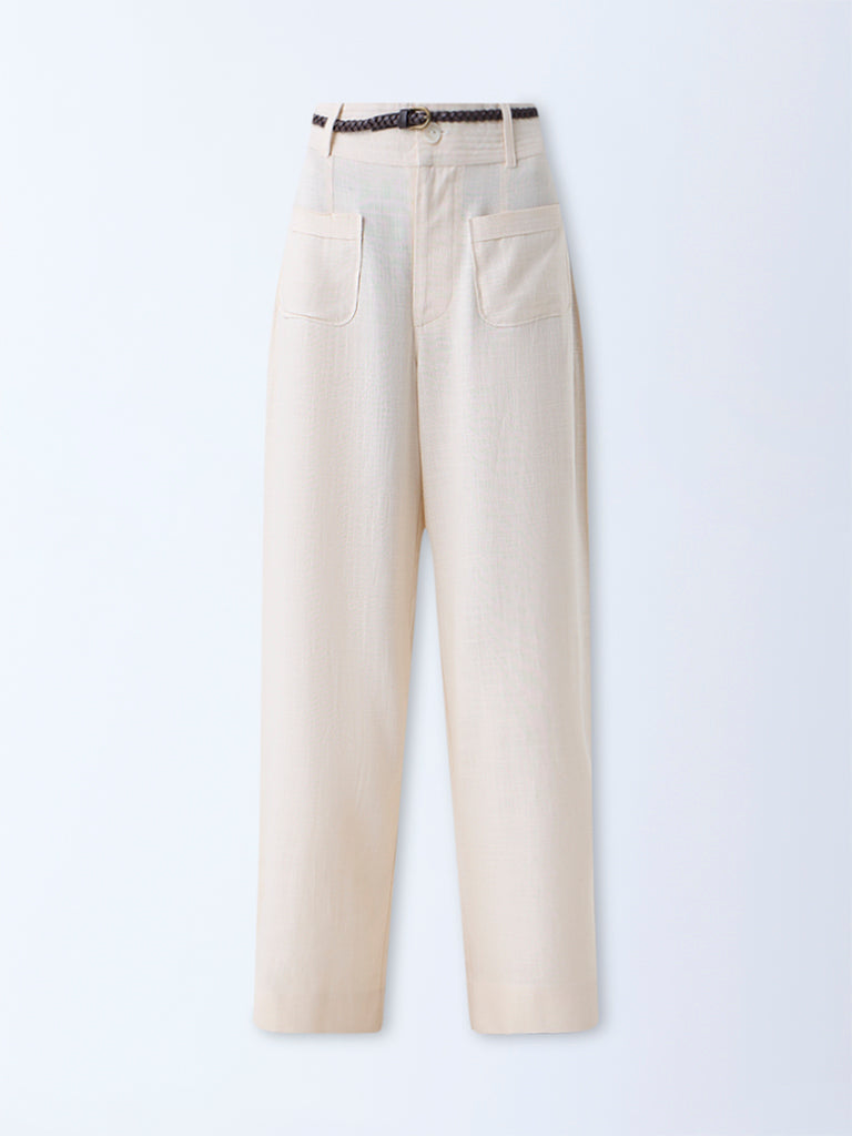 Bombay Paisley Off-White Solid Pants