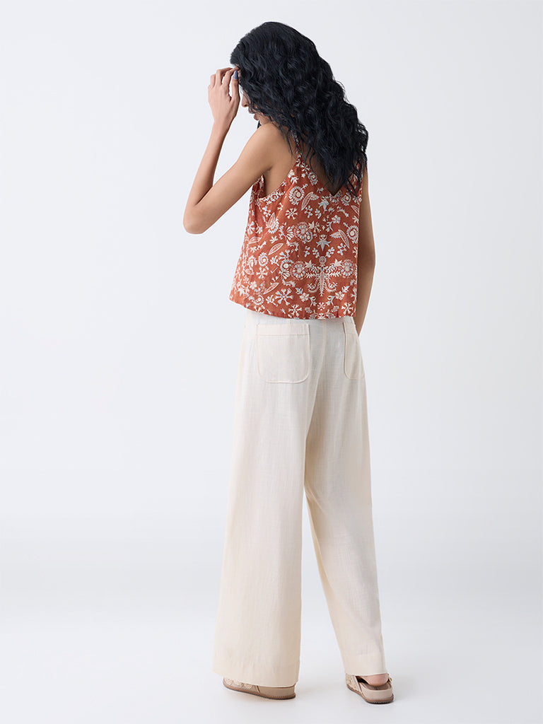 Bombay Paisley Off-White Solid Pants