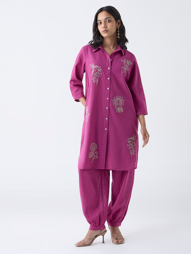 Utsa Magenta Harem-Style Cotton Pants