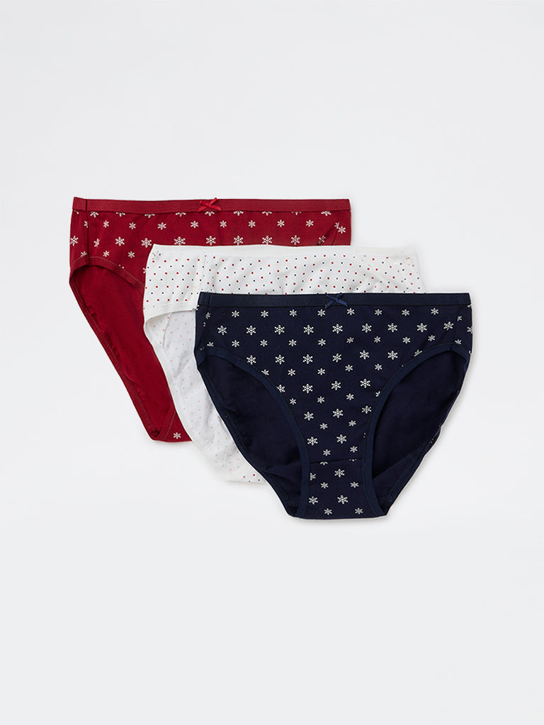 Wunderlove 3-Pack Hi-Leg Cotton-Blend Briefs