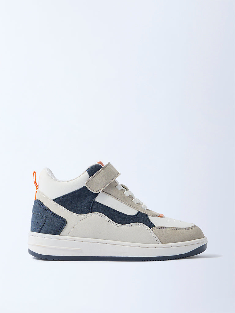 Yellow Navy Colour-Blocked Lace-Up Sneakers