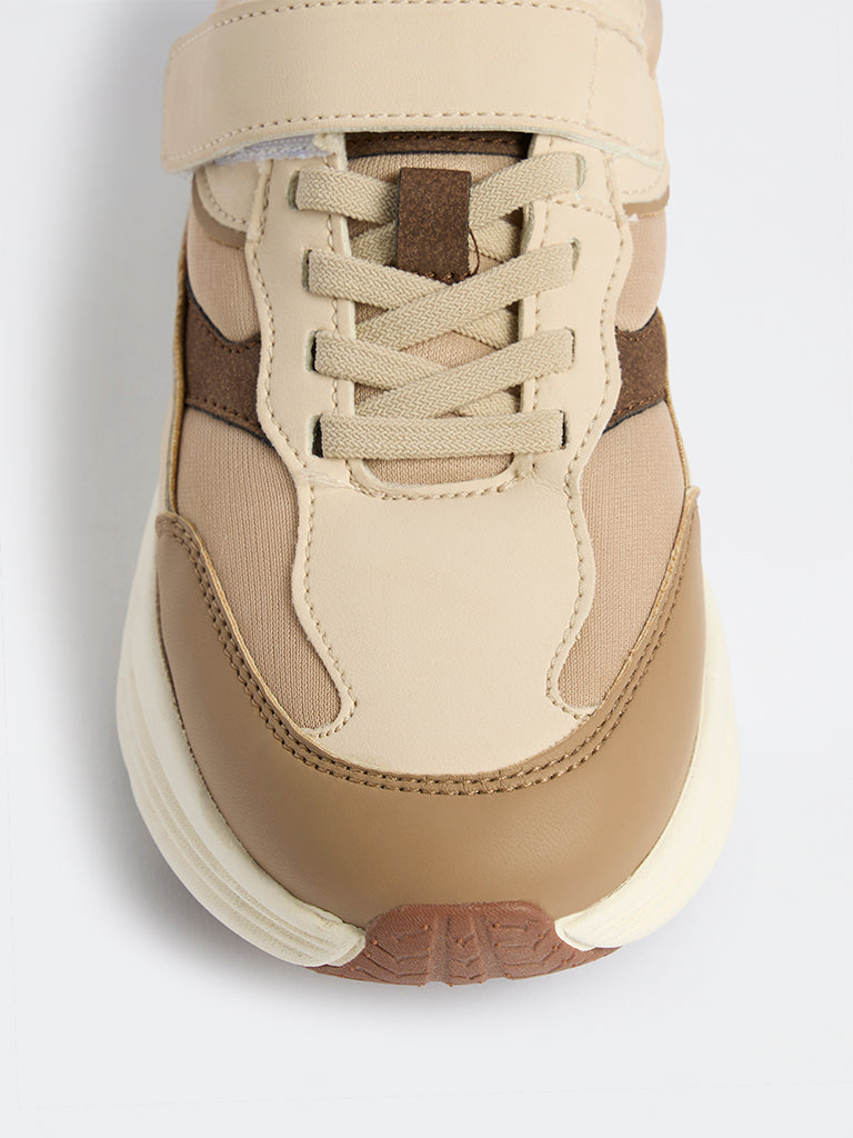 Yellow Beige Colour-Block Sneakers