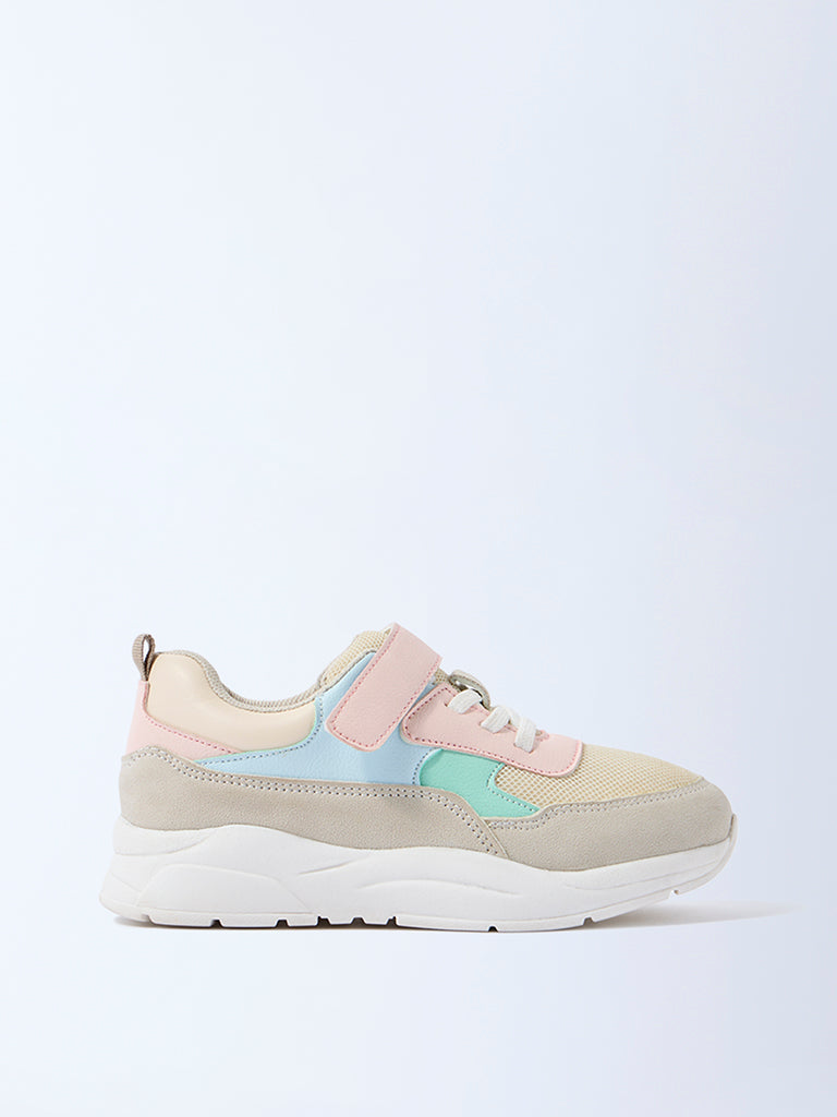 Yellow Multicolour Mesh Detailed Lace-Up Sneakers