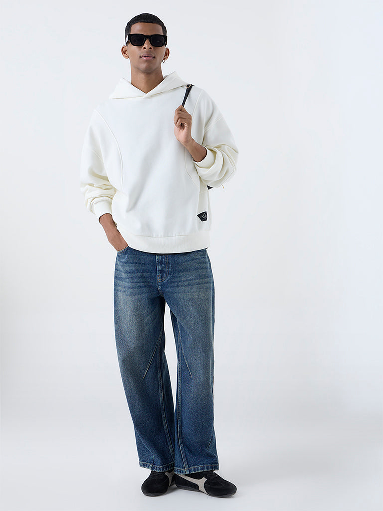 Nuon Off-White Relaxed-Fit Cotton-Blend Hoodie