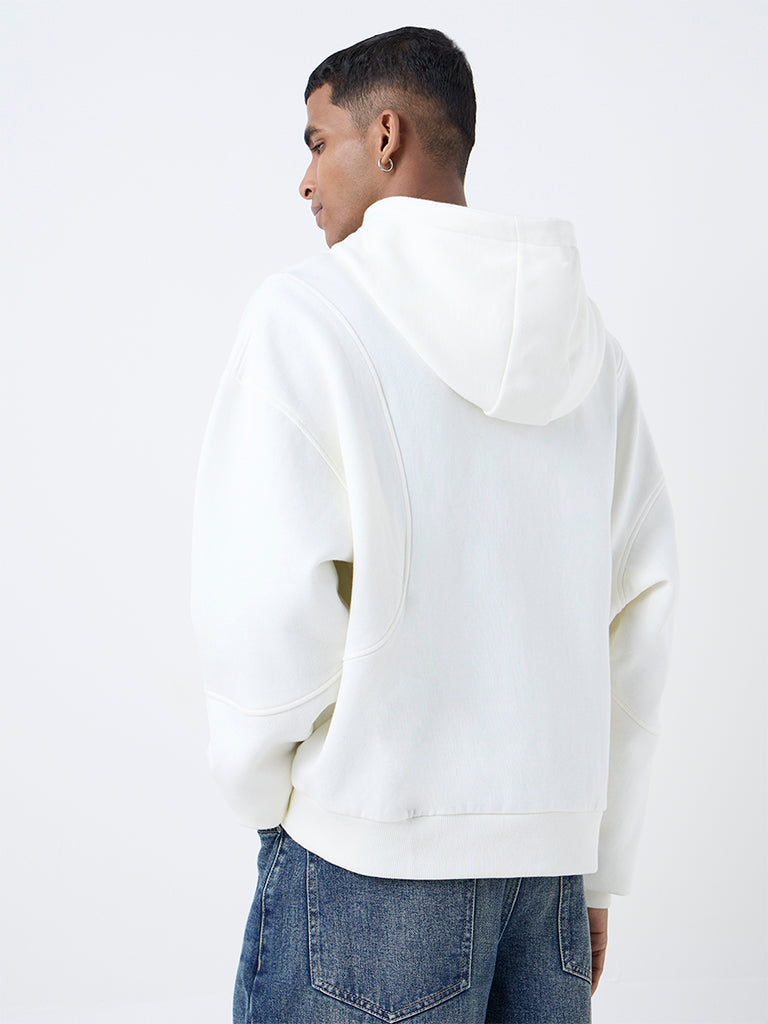 Nuon Off-White Relaxed-Fit Cotton-Blend Hoodie