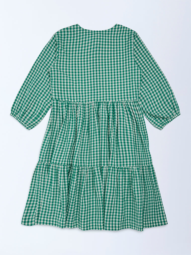 girls green gingham dress Girls main image 0