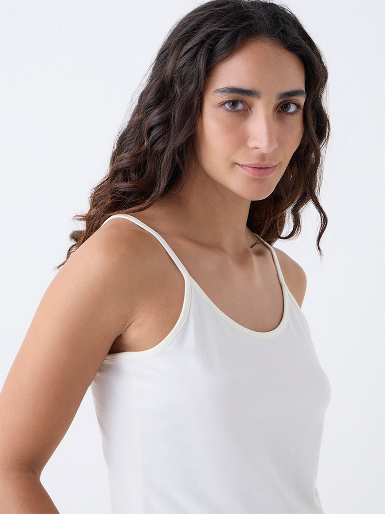 Wunderlove Off-White Cotton-Blend Camisole - Pack of 2