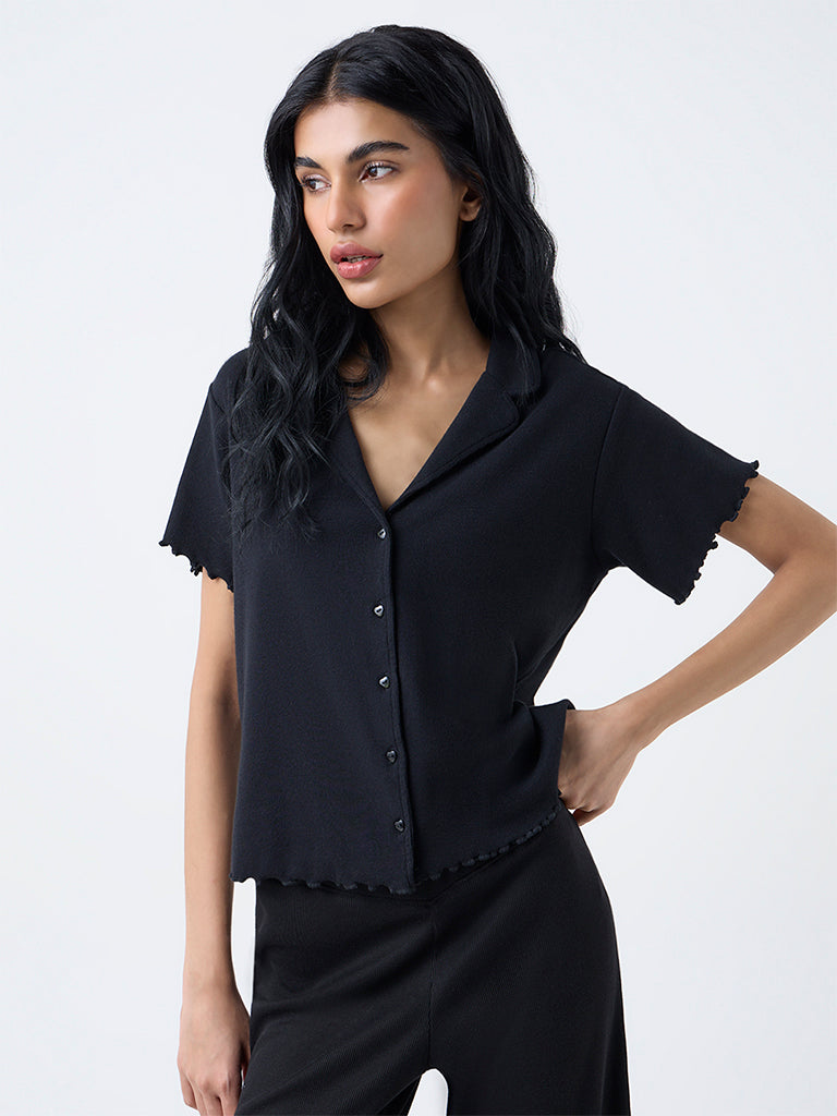 Superstar Black Cotton-Blend Top