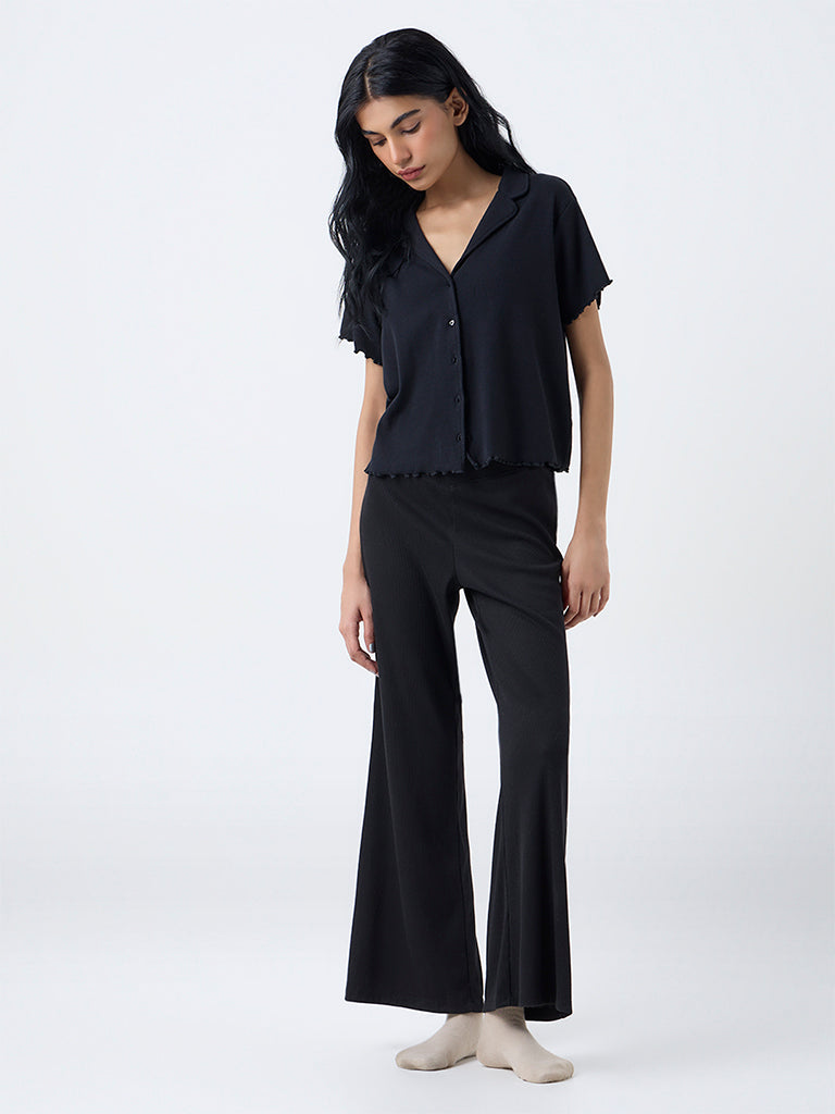 Superstar Black Cotton-Blend Top