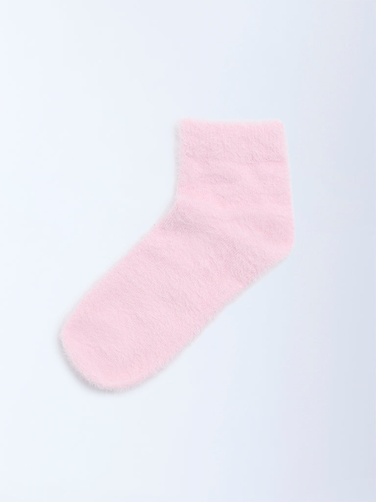 Superstar Pink Fur-Textured Ankle Socks