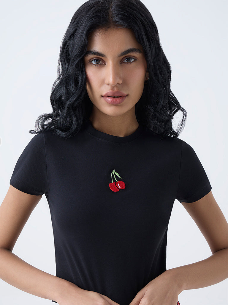 Superstar Black Cherry Design Cotton T-Shirt