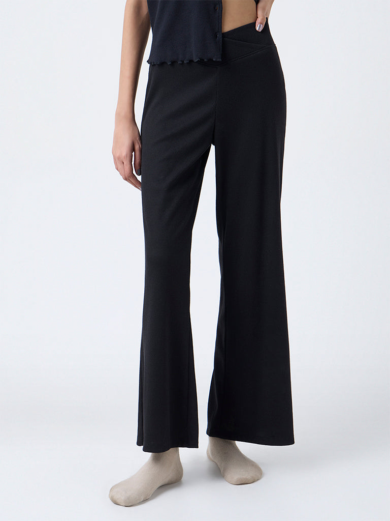 Superstar Black High-Rise Cotton-Blend Pants