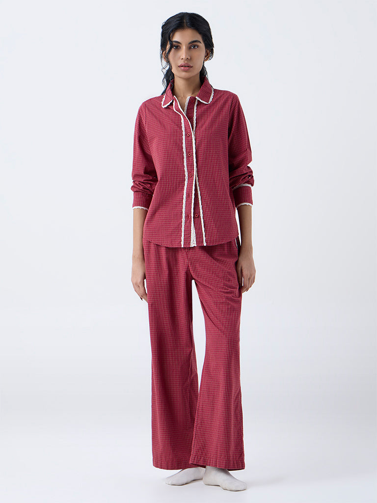 Superstar Red Checkered Cotton  Shirt