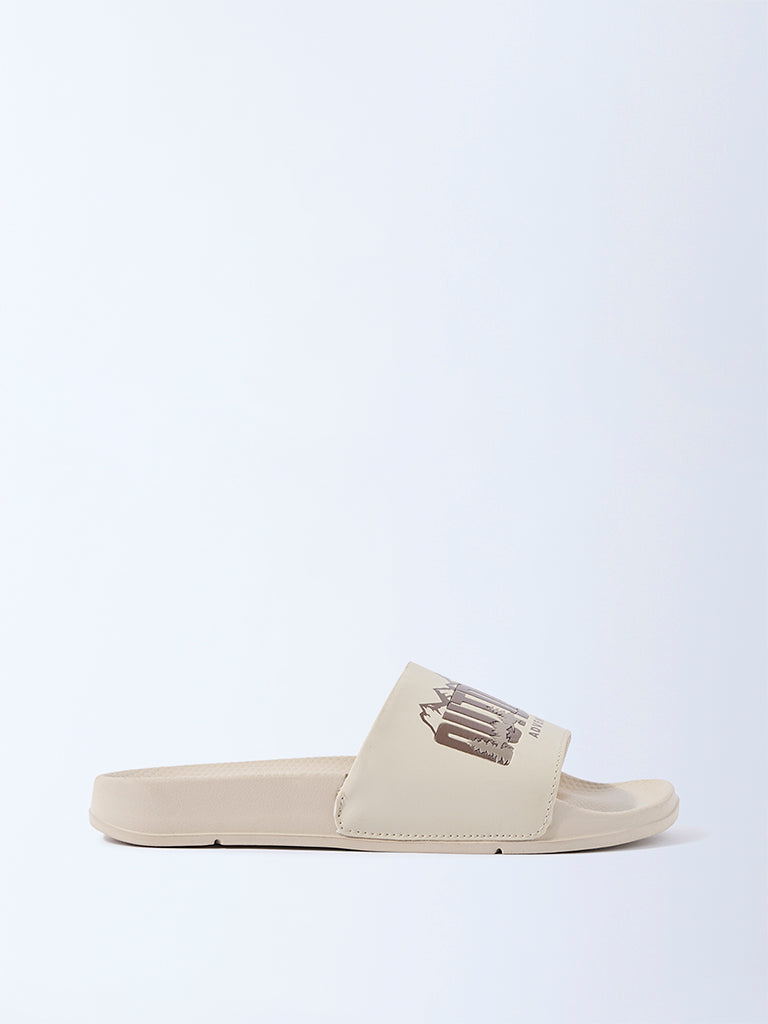 SOLEPLAY Beige Text Design Pool Slides