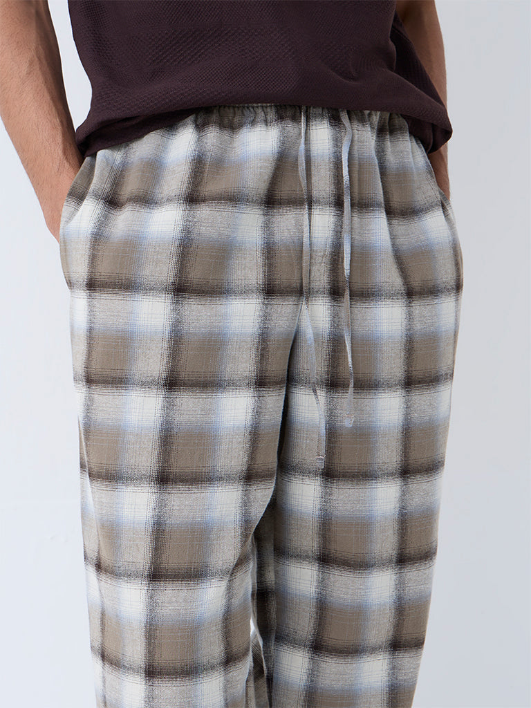 WES Lounge Brown Relaxed-Fit Mid-Rise Cotton Pants