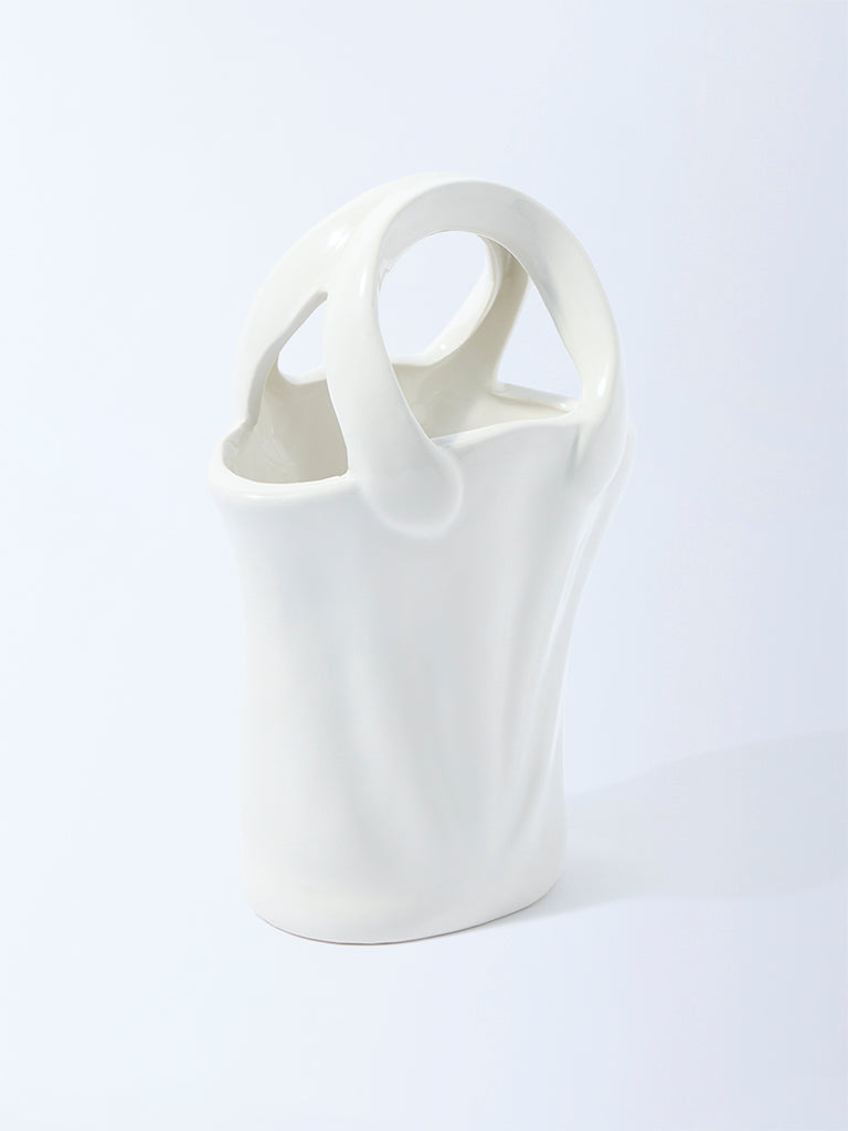 Westside Home White Ceramic Bucket Vase
