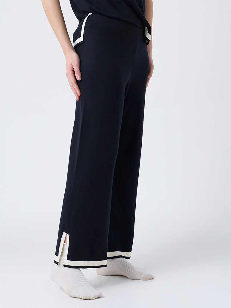 Wunderlove Black Contrast-Detail High-Rise Pants