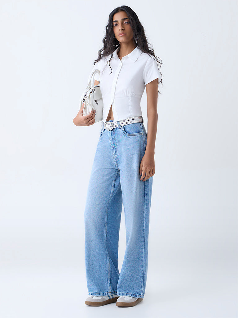 Nuon White Solid Shirt