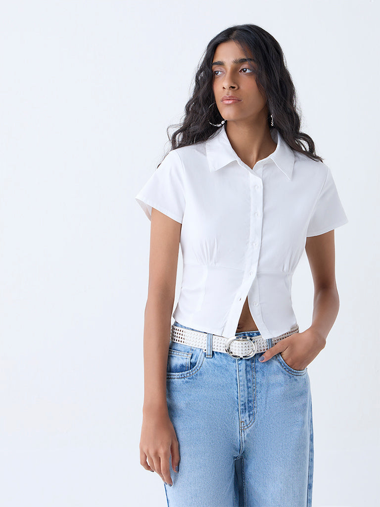 Nuon White Solid Shirt
