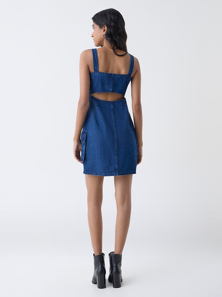 Nuon Dark Blue Denim Bodycon Dress