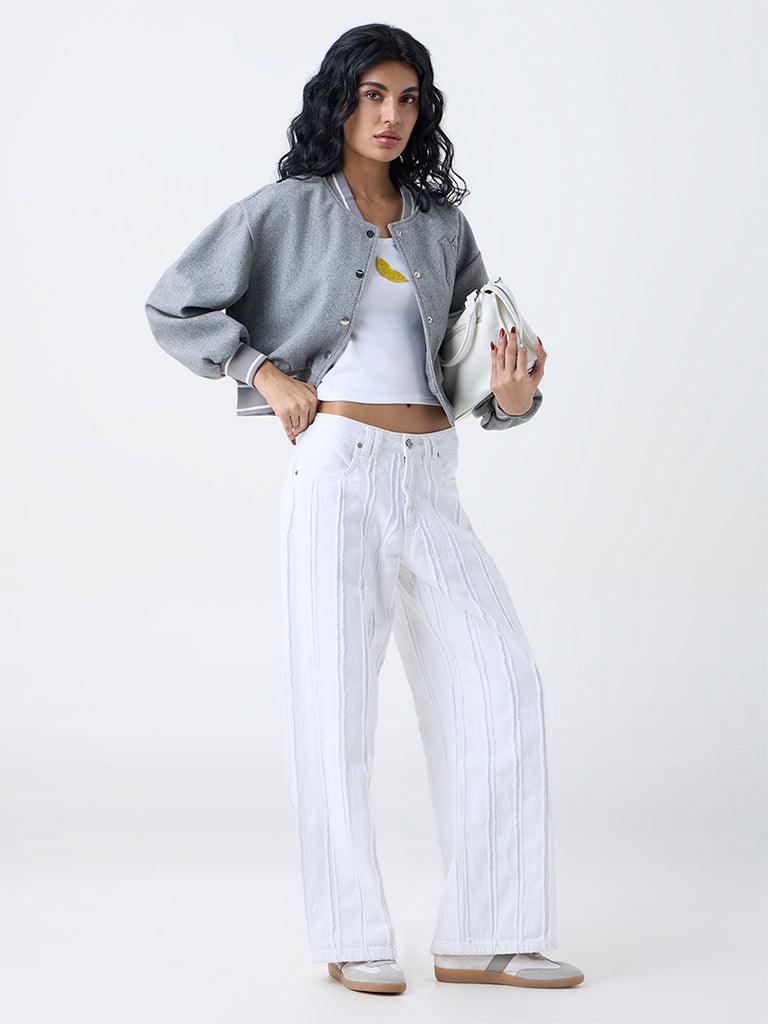 Nuon White Frayed High-Rise Jeans
