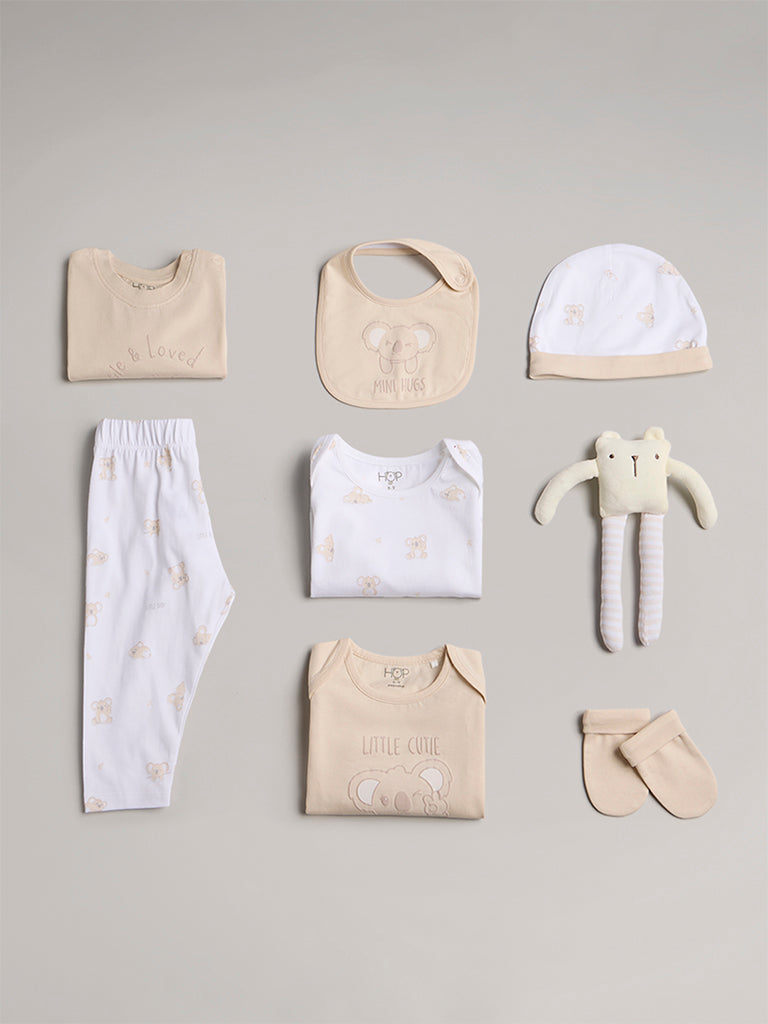 HOP Baby Beige Cotton Gift Set (Pack of 8)
