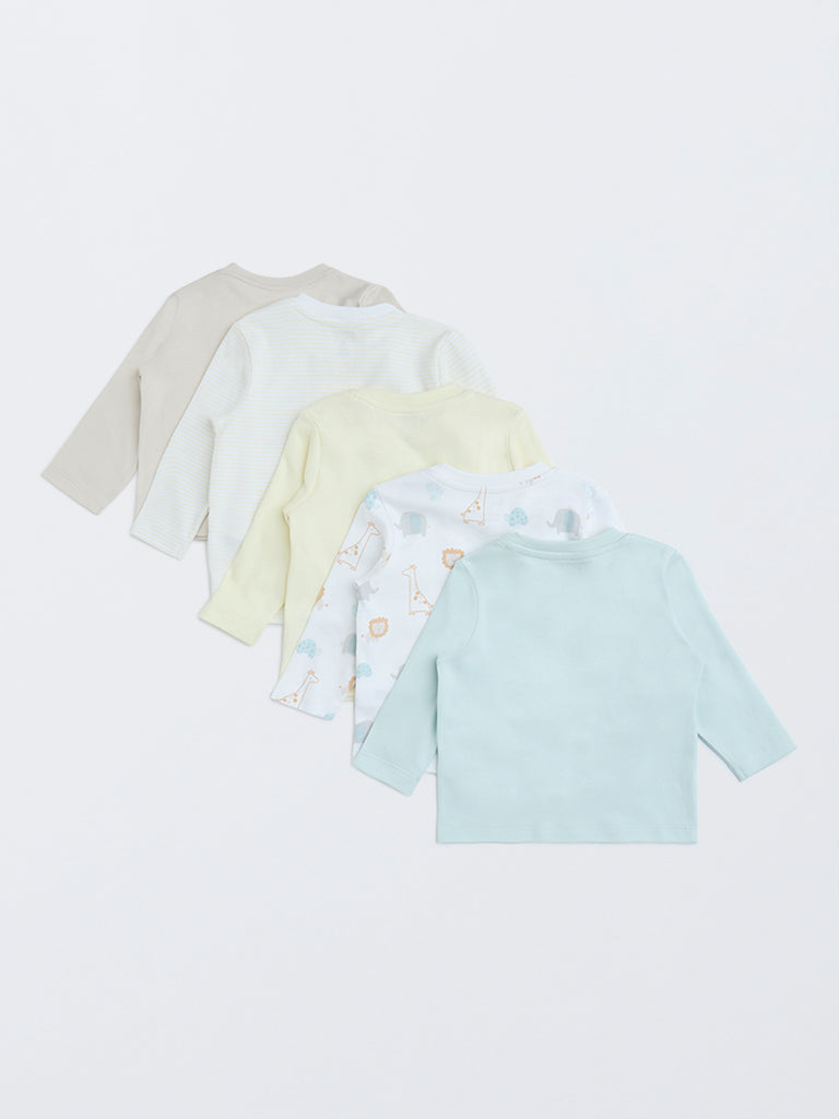HOP Baby Multicolour Animal Design Cotton T-Shirts - Pack of 5