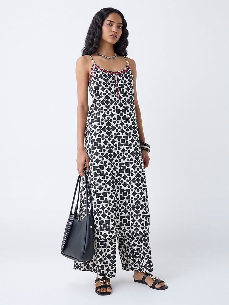 Utsa Black Printed Straight Kurta