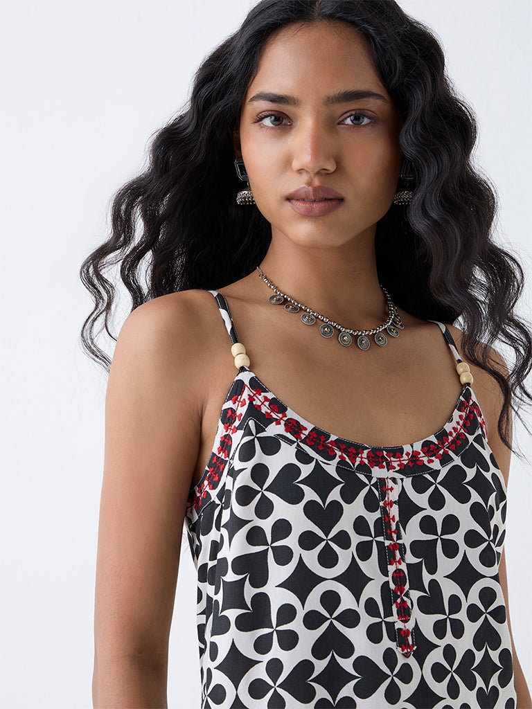 Utsa Black Printed Straight Kurta
