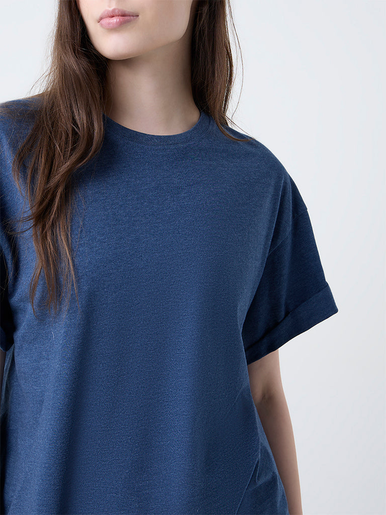 Wunderlove Blue Solid Crewneck T-Shirt