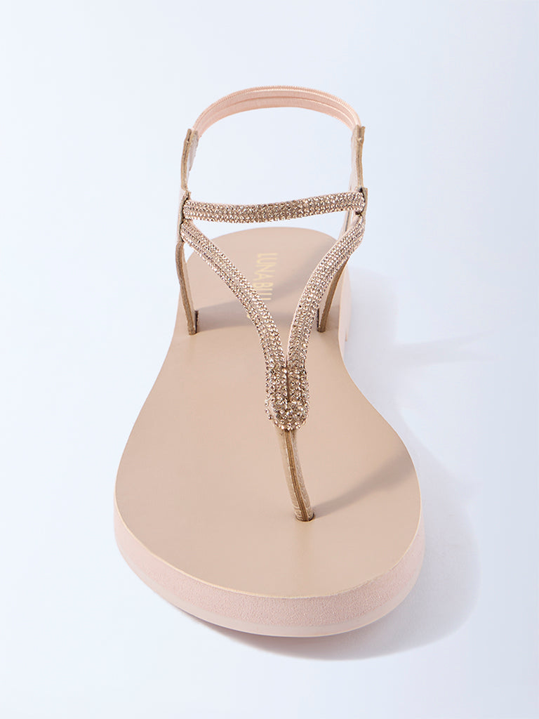 LUNA BLU Pink Embellished Slides - Exclusive