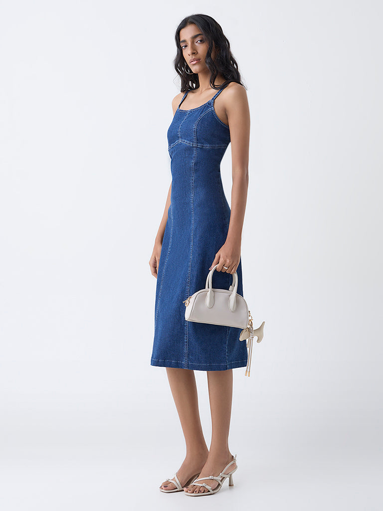 Nuon Blue Denim A-Line Dress
