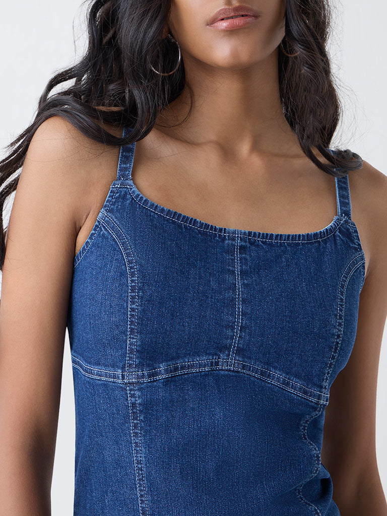 Nuon Blue Denim A-Line Dress