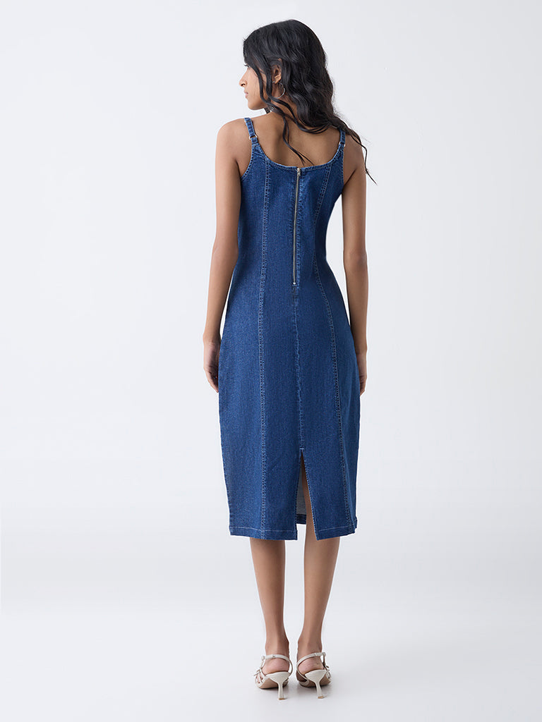 Nuon Blue Denim A-Line Dress
