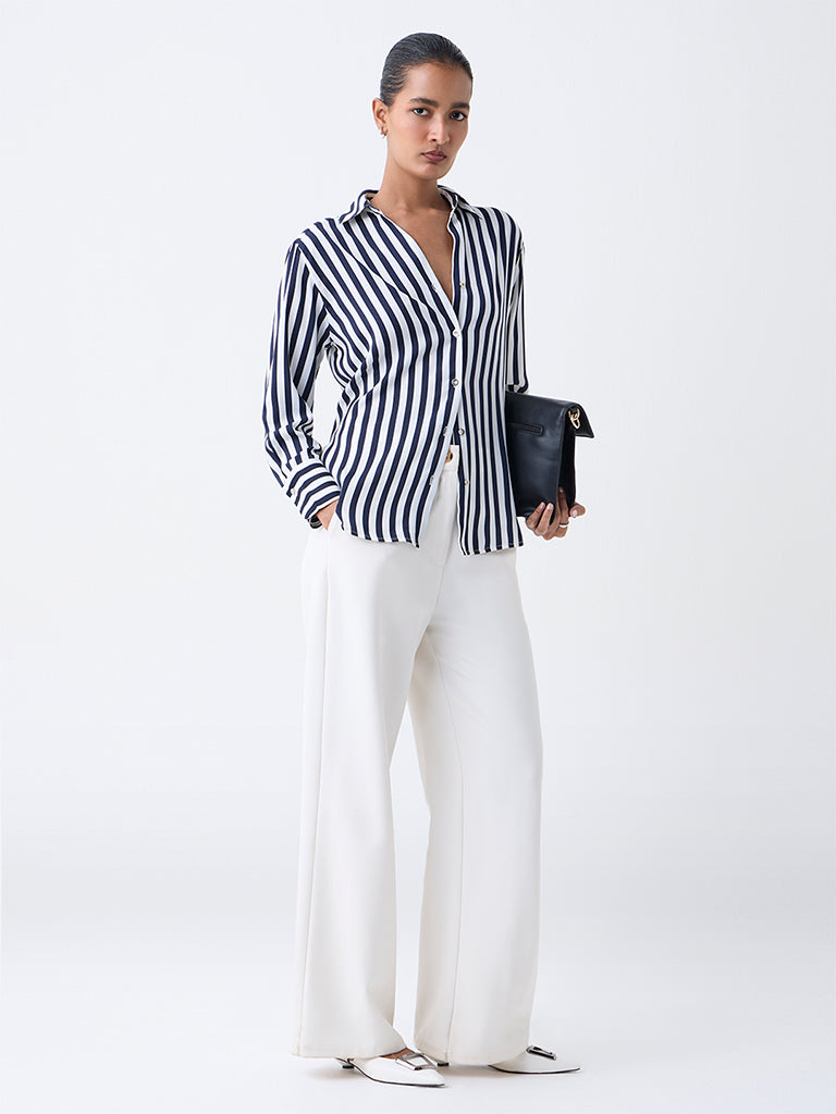 Wardrobe Navy Striped Shirt