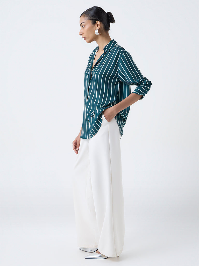 Wardrobe Teal Striped Shirt